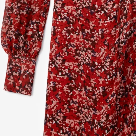 THE KOOPLES FLOWING RED DRESS WITH FLORAL MOTIF SIZE 2 EU OR SIZE 6/8 US - Picture 2 of 8